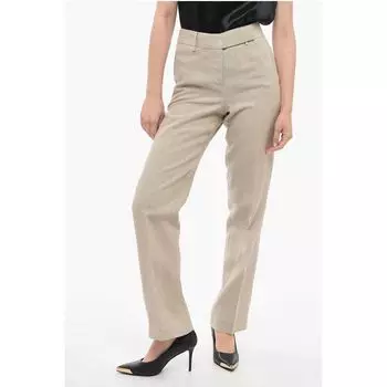 Широкие брюки из хлопка Hopsack Michael Kors, Beige