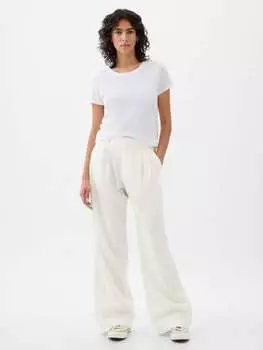 Широкие брюки из хлопка и льна Gap, цвет optical white