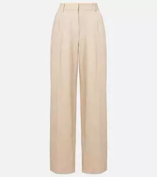 Широкие брюки из хлопка и льна Lilas The Row, Light Khaki