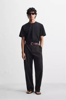 Широкие брюки из хлопка и вискозы ZARA, черный
