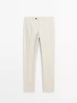 Широкие брюки из хлопка Massimo Dutti, бежевый