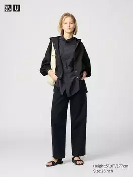 Широкие брюки из хлопка Uniqlo, черный