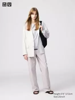 Широкие брюки из хлопка Uniqlo, фиолетовый