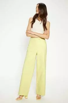 Широкие брюки из хлопкового сатина с высокой талией Oasis, зеленый