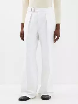 Широкие брюки из хлопкового твила с высокой посадкой Jil Sander, белый