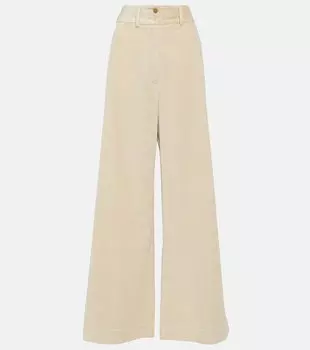 Широкие брюки из хлопкового вельвета с высокой посадкой Etro, белый