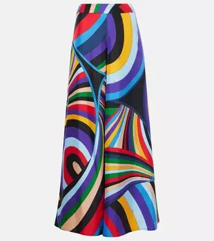 Широкие брюки из иридового шелкового твила Pucci, Viola/Rosso