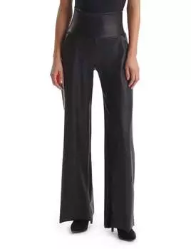 Широкие брюки из искусственной кожи черного цвета Commando