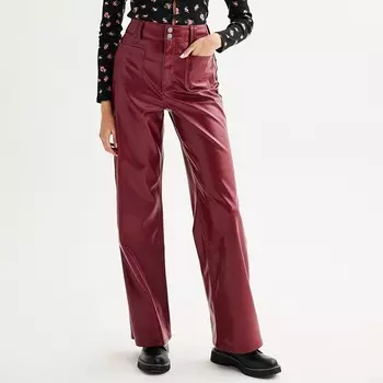 Широкие брюки из искусственной кожи Tinseltown для юниоров с высокой посадкой, цвет Cabernet