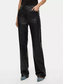 Широкие брюки из искусственной кожи Vero Moda, черный
