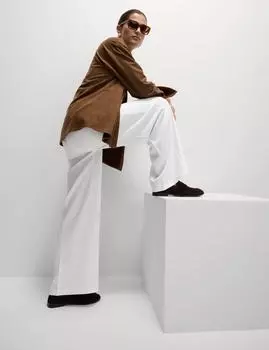 Широкие брюки из крепа с эластичной талией Marks & Spencer, слоновая кость