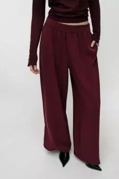 Широкие брюки из крепа ZARA, цвет Aubergine