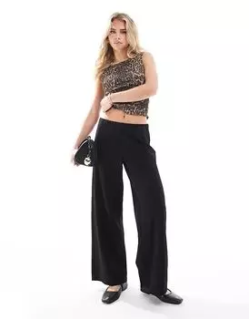 Широкие брюки из крепового джерси в полоску угольного цвета Vero Moda
