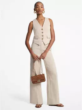 Широкие брюки из льняного и хлопкового твила Michael Kors, розовый