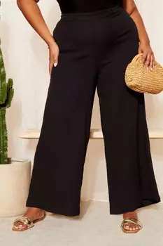 Широкие брюки из льняного материала Curves Like These, черный