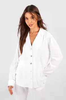 Широкие брюки из льняного микса Boohoo, слоновая кость