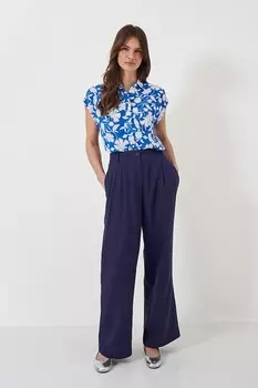 Широкие брюки из льняной смеси Crew Clothing Crew Clothing Company, синий