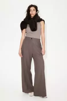 Широкие брюки из льняной смеси H&M, коричневый