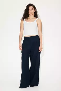 Широкие брюки из льняной смеси H&M, синий