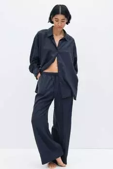 Широкие брюки из льняной смеси H&M, черный