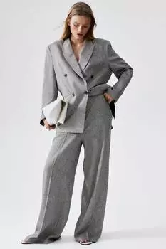 Широкие брюки из льняной смеси H&M, серый