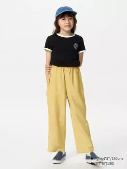 Широкие брюки из льняной смеси Uniqlo, цвет 44 желтый