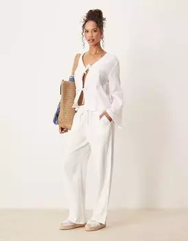 Широкие брюки из марли JDY белого цвета