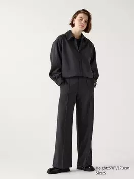 Широкие брюки из матового джерси длинные Uniqlo, серый