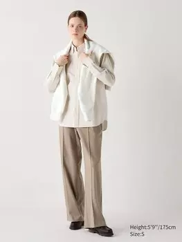 Широкие брюки из матового джерси длинные Uniqlo, бежевый