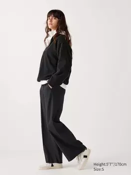 Широкие брюки из матового джерси Uniqlo, серый