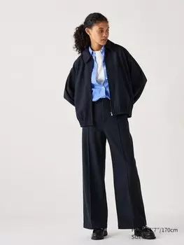 Широкие брюки из матового джерси Uniqlo, синий