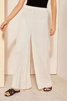 Широкие брюки из мятого атласа на резинке Friends Like These, бежевый