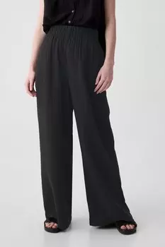Широкие брюки из мятого хлопка на подтяжках Gap, черный