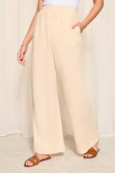 Широкие брюки из мятого хлопка с эластичной резинкой Friends Like These, розовый