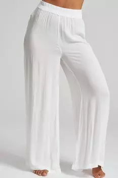 Широкие брюки из мятой вискозы South Beach, белый