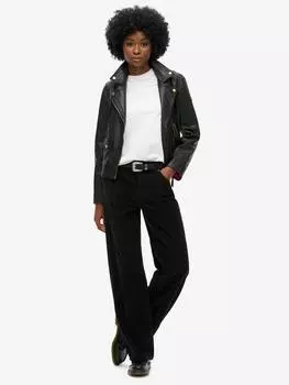 Широкие брюки из органического хлопка и вельвета Superdry, черный