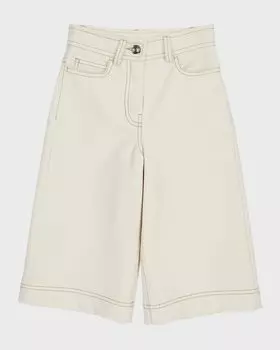 Широкие брюки из парусины для девочек Moncler, цвет White
