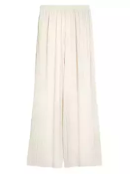 Широкие брюки из плиссированного джерси Max Mara Leisure, слоновая кость