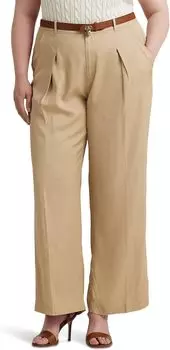 Широкие брюки из плиссированного твила больших размеров LAUREN Ralph Lauren, цвет Birch Tan