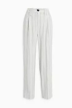 Широкие брюки из плиссированного жаккарда GANNI, серый