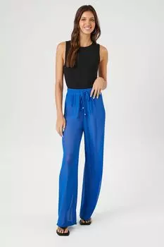 Широкие брюки из прозрачной сетки Forever 21, кобальтовый