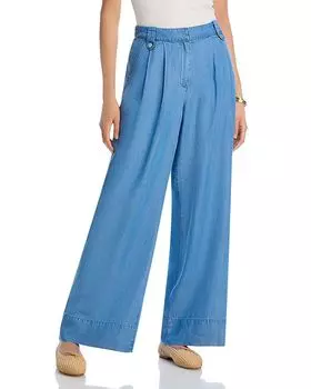 Широкие брюки из шамбре AQUA, синий