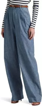 Широкие брюки из шамбре со складками LAUREN Ralph Lauren, цвет Beryl Blue Wash