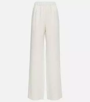 Широкие брюки из шелка с высокой посадкой Valentino, белый