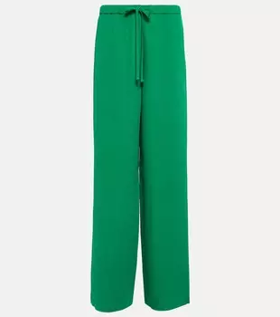 Широкие брюки из шелкового крепа с высокой посадкой VALENTINO, зеленый