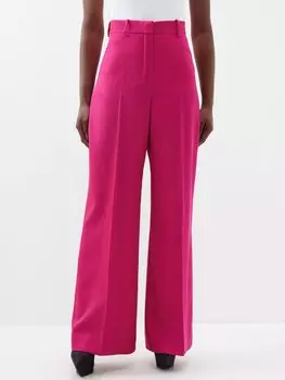 Широкие брюки из шерсти и габардина с высокой посадкой Nina Ricci, розовый