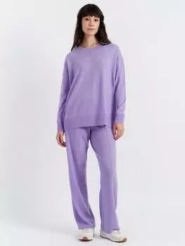 Широкие брюки из шерсти и кашемира Chinti & Parker, цвет Lilac Melange