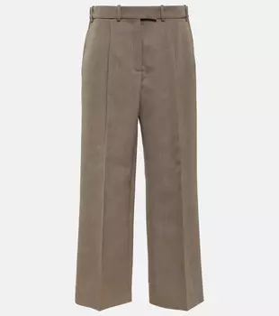 Широкие брюки из шерсти и шелка roan The Row, бежевый