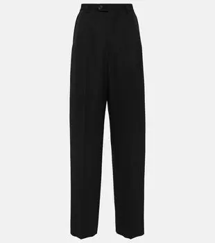 Широкие брюки из шерсти со средней посадкой Balenciaga, черный