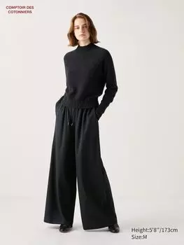 Широкие брюки из шерсти Uniqlo, цвет 09 черный